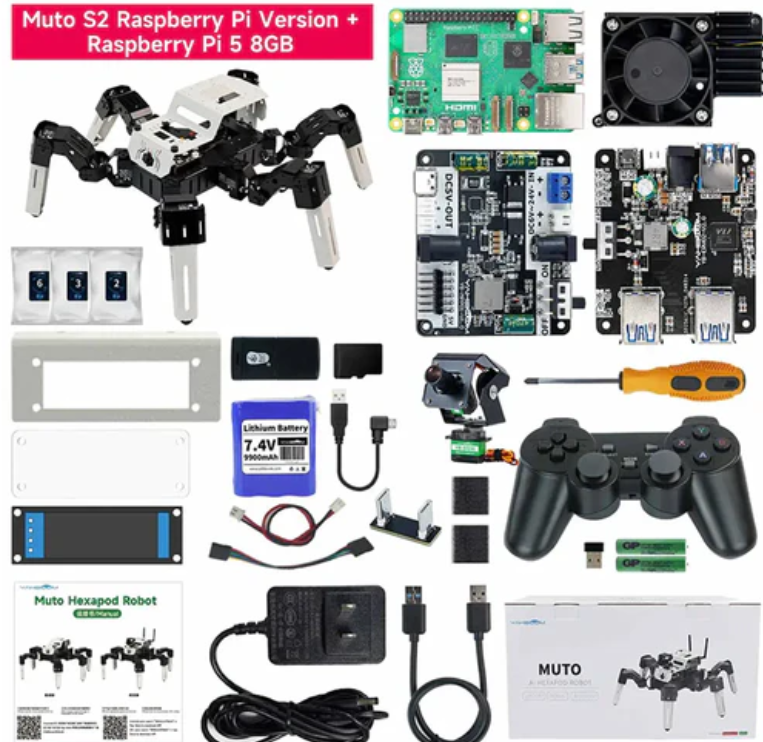 18DOF Muto S2 Hexapod - Raspberry Pi 버전(Raspberry Pi 5 8GB 보드 포함)