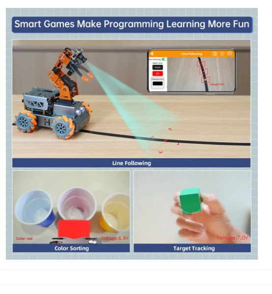 Hiwonder MasterPi AI 비주얼 로봇 암, 맥넘 휠 자동차, Raspberry Pi 오픈 소스 로봇 자동차에 의해 구동 (Raspberry Pi 4B 4GB 포함)